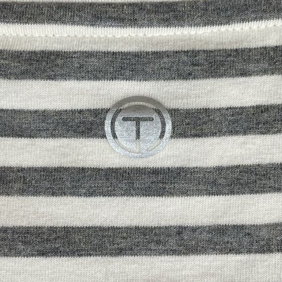 T by TALBOTS Long Sleeve Tee Women's LP Cream & Grey Stripe Basic Preppy Classic - Picture 7 of 16